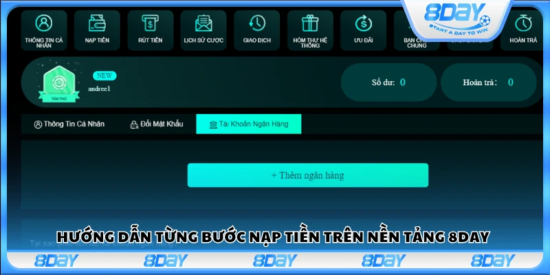 Các bước cách nạp tiền tại 8 Day chi tiết 