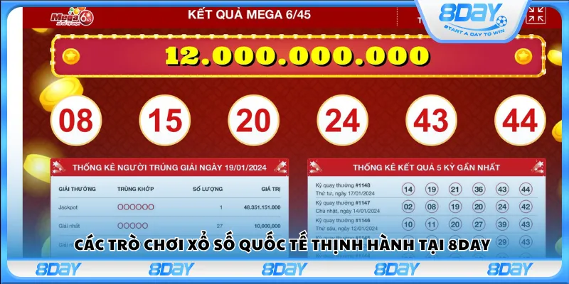 Các trò chơi xổ số quốc tế thịnh hành tại 8Day