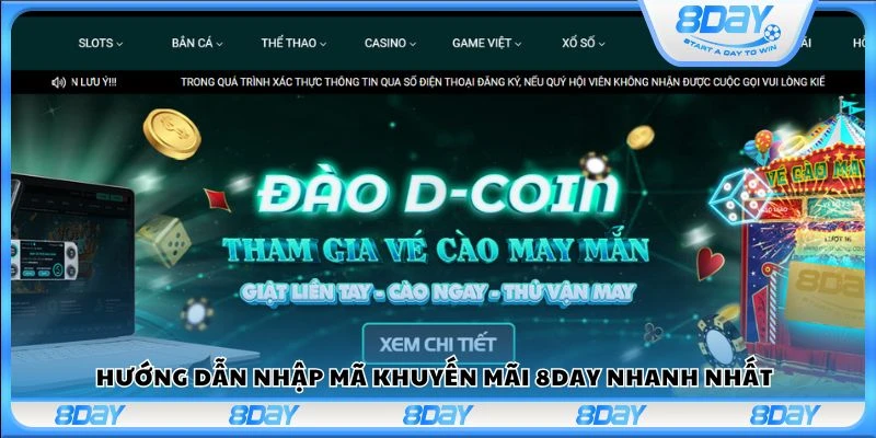 Hướng dẫn nhập mã khuyến mãi 8Day nhanh nhất